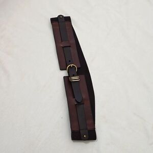 Linea Pelle LP Blue Women belt Brown Elastic Belt Gold Hardware Size US M/L